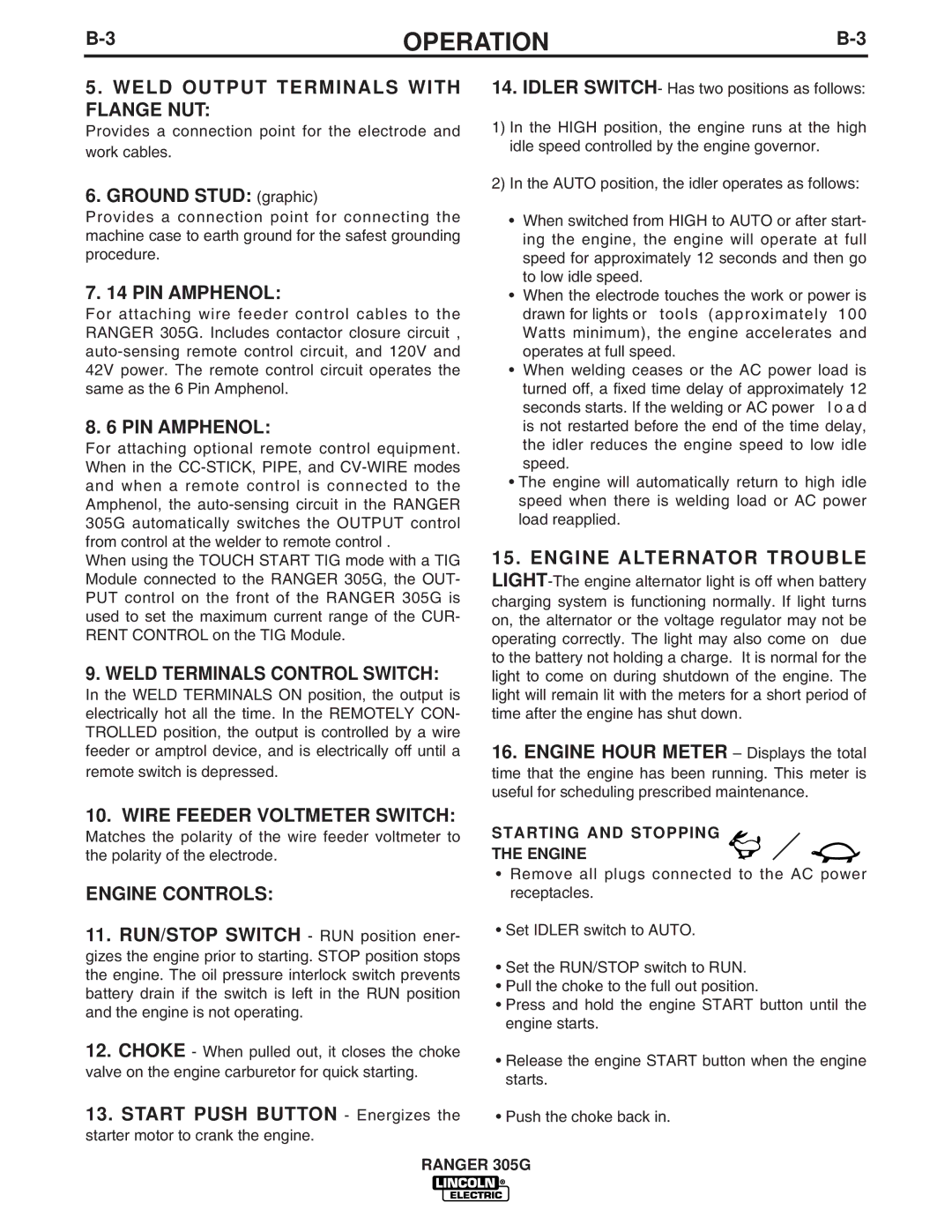 Lincoln Electric IM742-A manual Weld Output Terminals with Flange NUT, PIN Amphenol, Weld Terminals Control Switch 