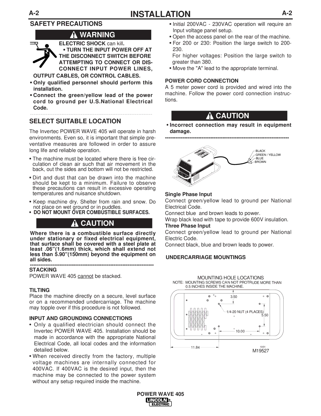 Lincoln Electric IM746 manual Safety Precautions, Select Suitable Location 