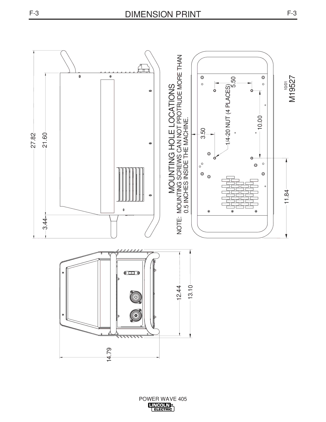 Lincoln Electric IM746 manual Dimension Print 