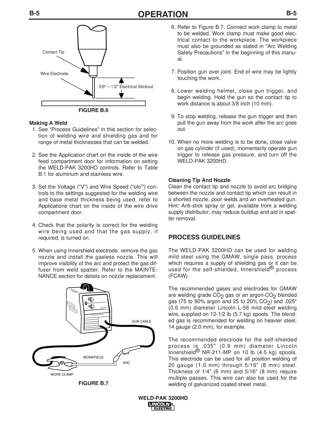 Lincoln Electric 3200HD, IM759 manual Process Guidelines, Making a Weld, Cleaning Tip And Nozzle 