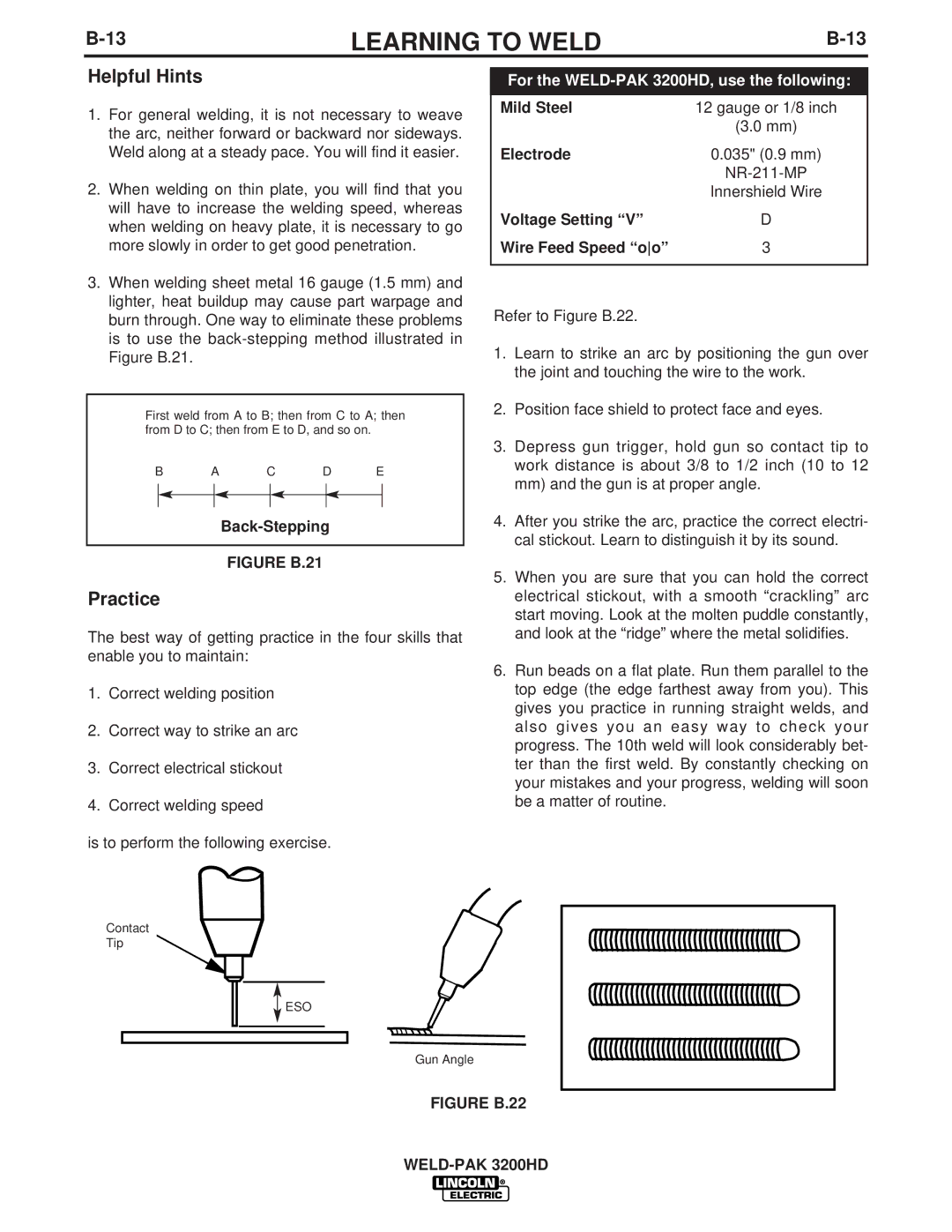 Lincoln Electric 3200HD, IM759 manual Helpful Hints, Practice 