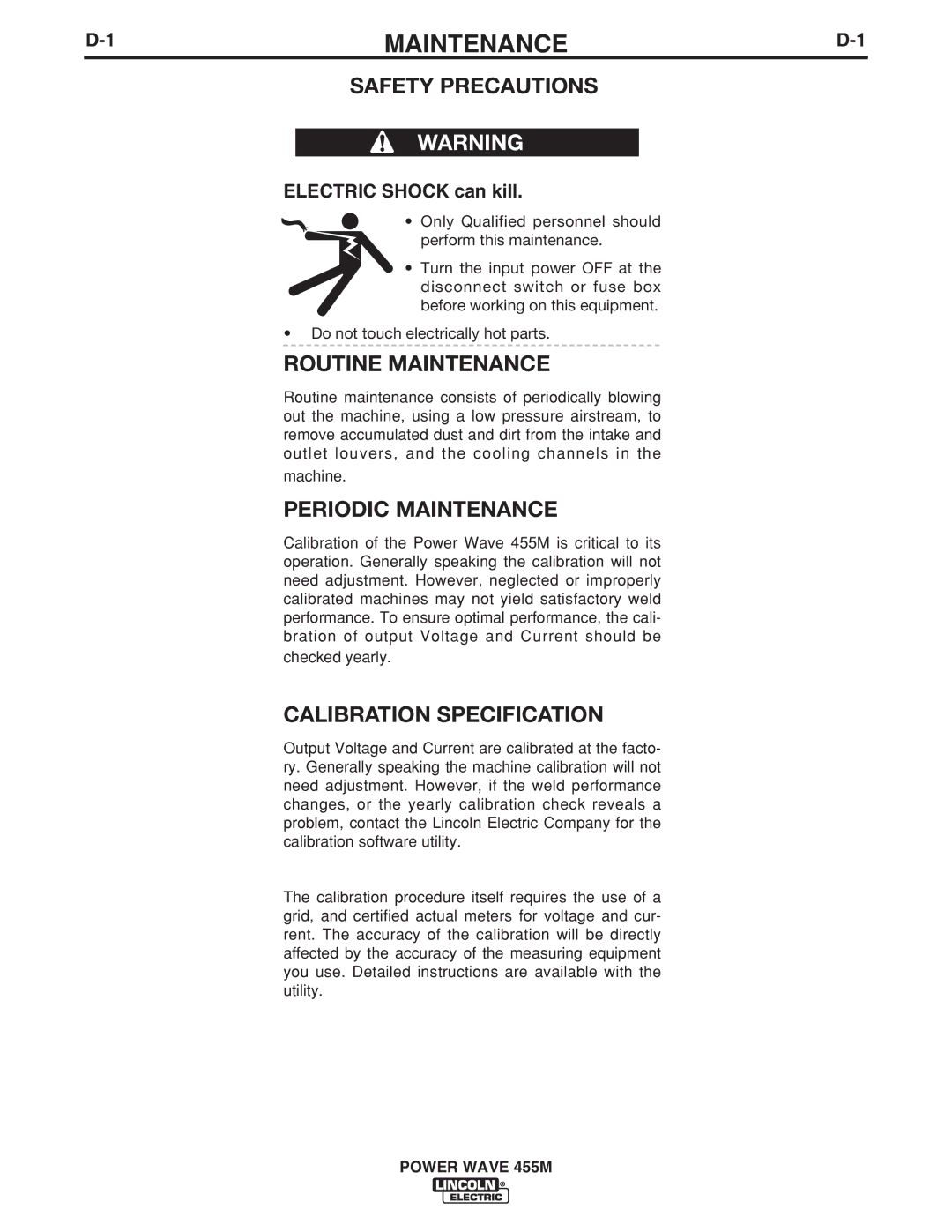 Lincoln Electric IM762-C manual Routine Maintenance 