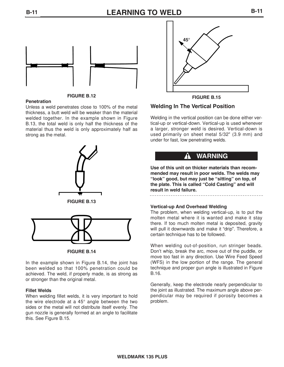 Lincoln Electric IM767 specifications Welding In The Vertical Position, Penetration, Fillet Welds 