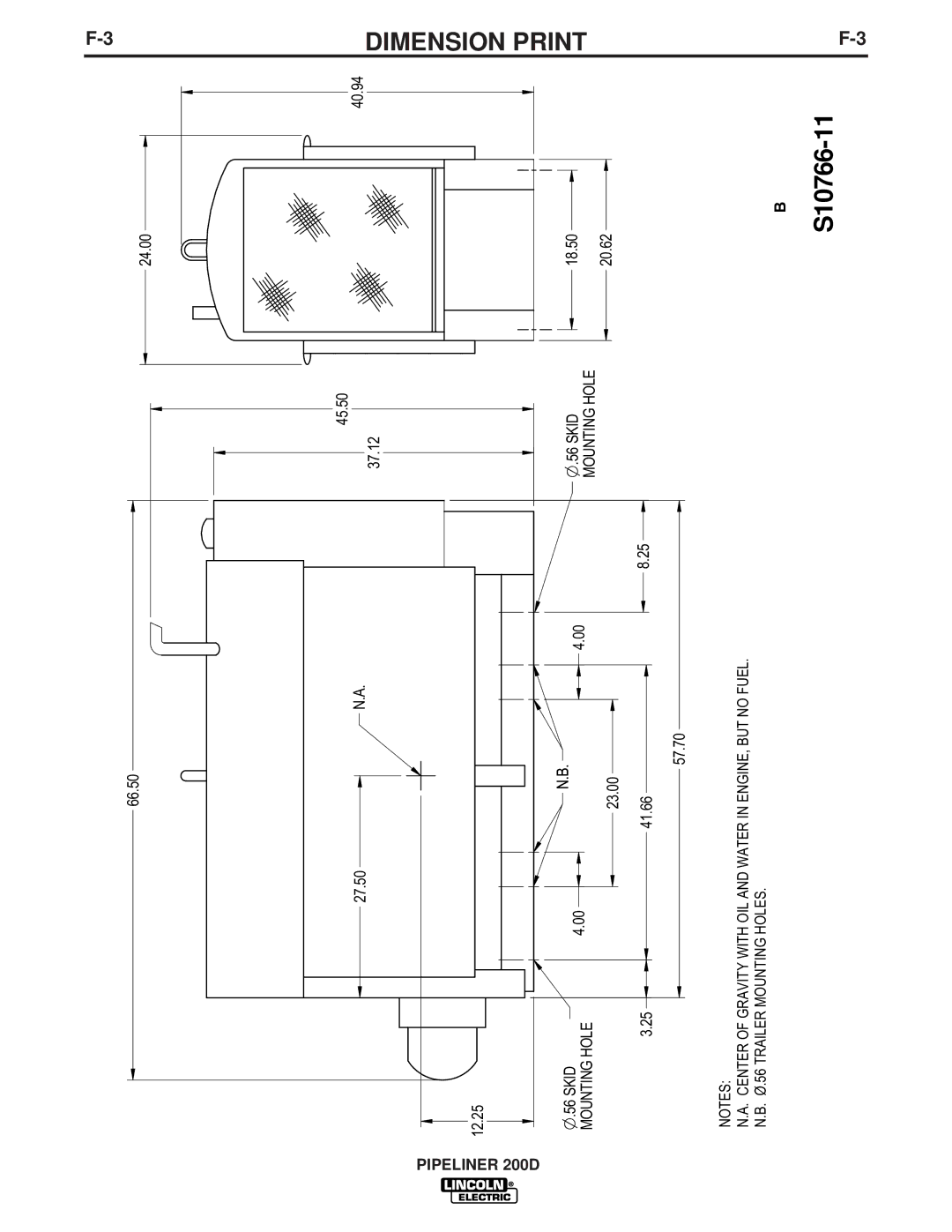 Lincoln Electric IM769 manual Dimension Print, Skid Mounting Hole 