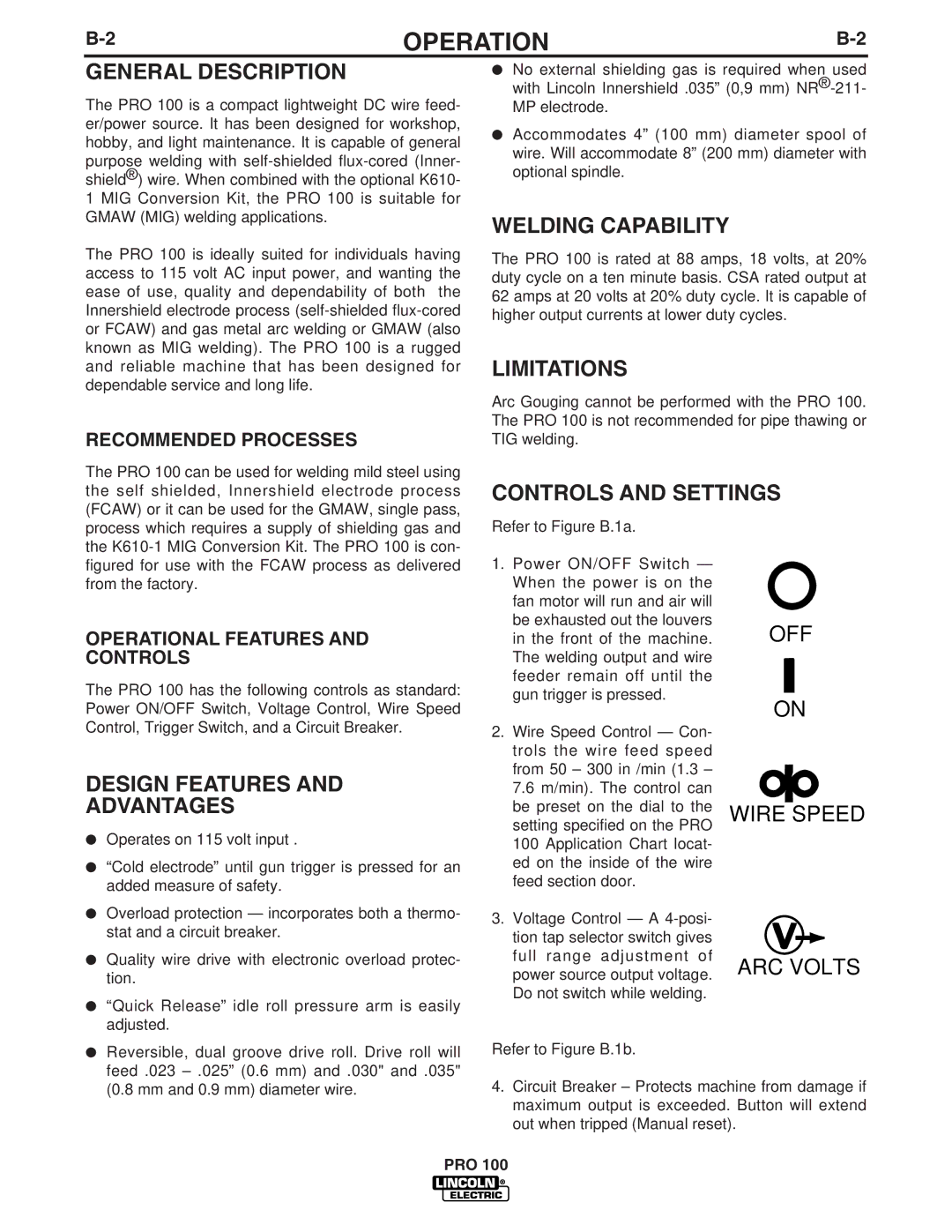 Lincoln Electric IM784 manual Operation 