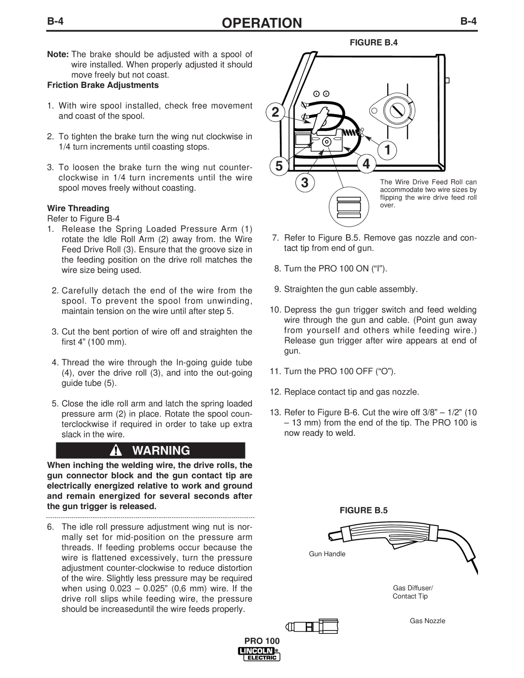 Lincoln Electric IM784 manual Friction Brake Adjustments, Wire Threading 