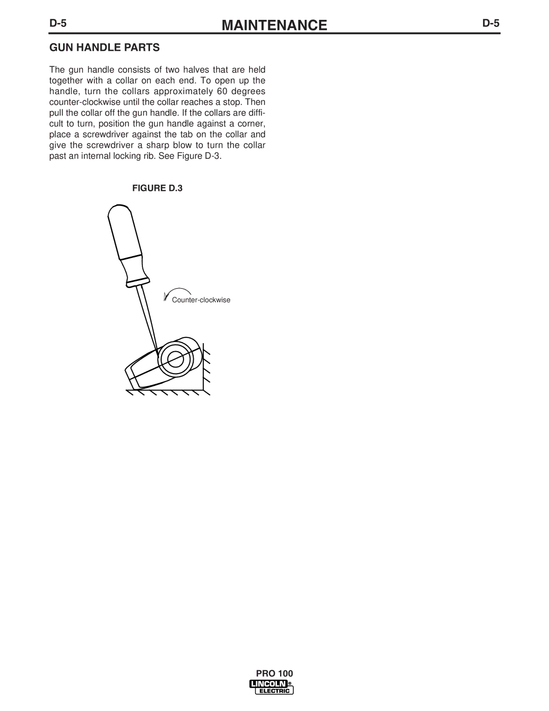 Lincoln Electric IM784 manual GUN Handle Parts, Figure D.3 