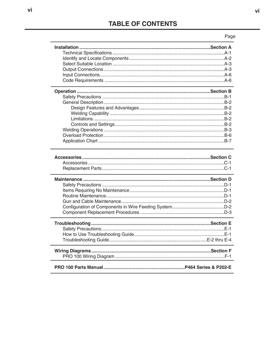 Lincoln Electric IM784 manual Table of Contents 