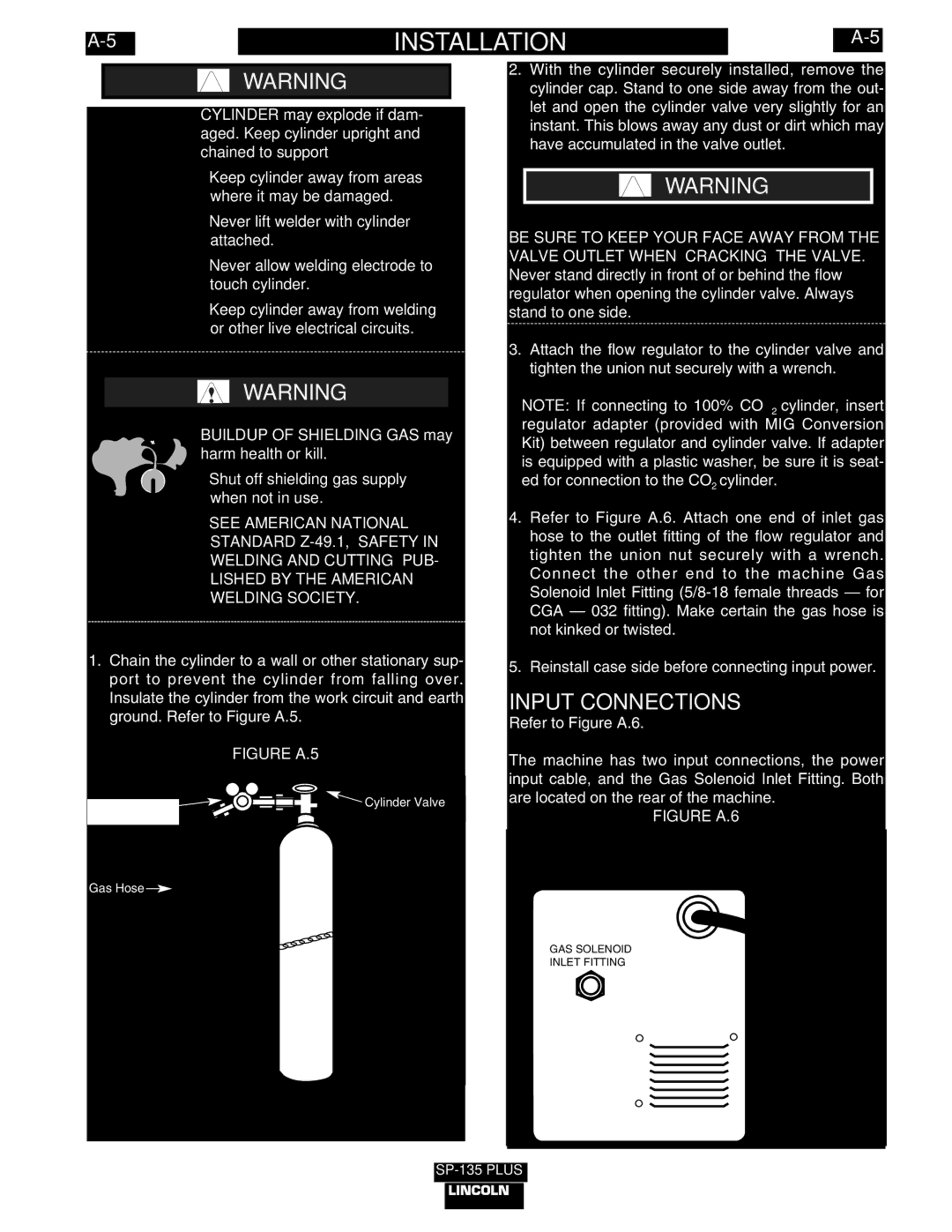 Lincoln Electric IM788 manual Input Connections, Figure A.5 