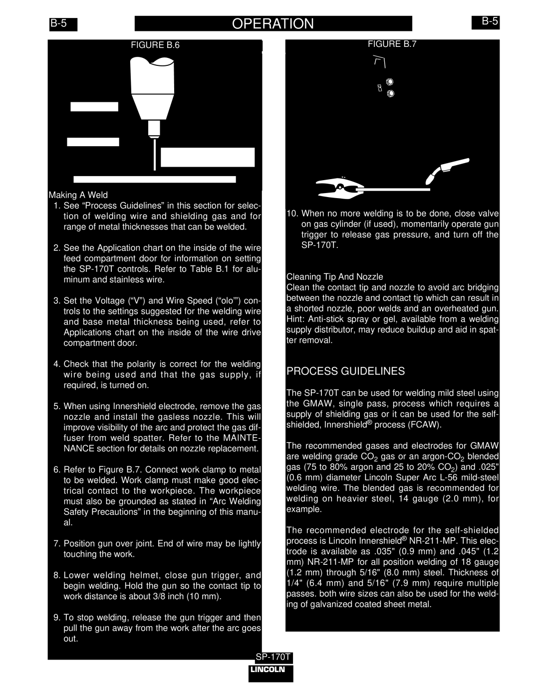 Lincoln Electric IM794 manual Process Guidelines, Making a Weld, Cleaning Tip And Nozzle 