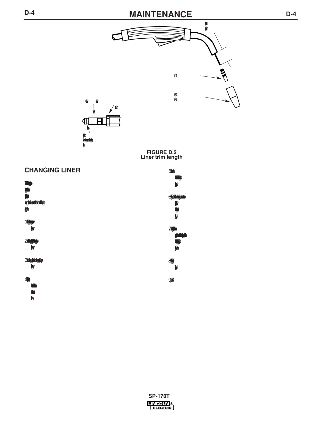 Lincoln Electric IM794 manual Changing Liner, Liner trim length 
