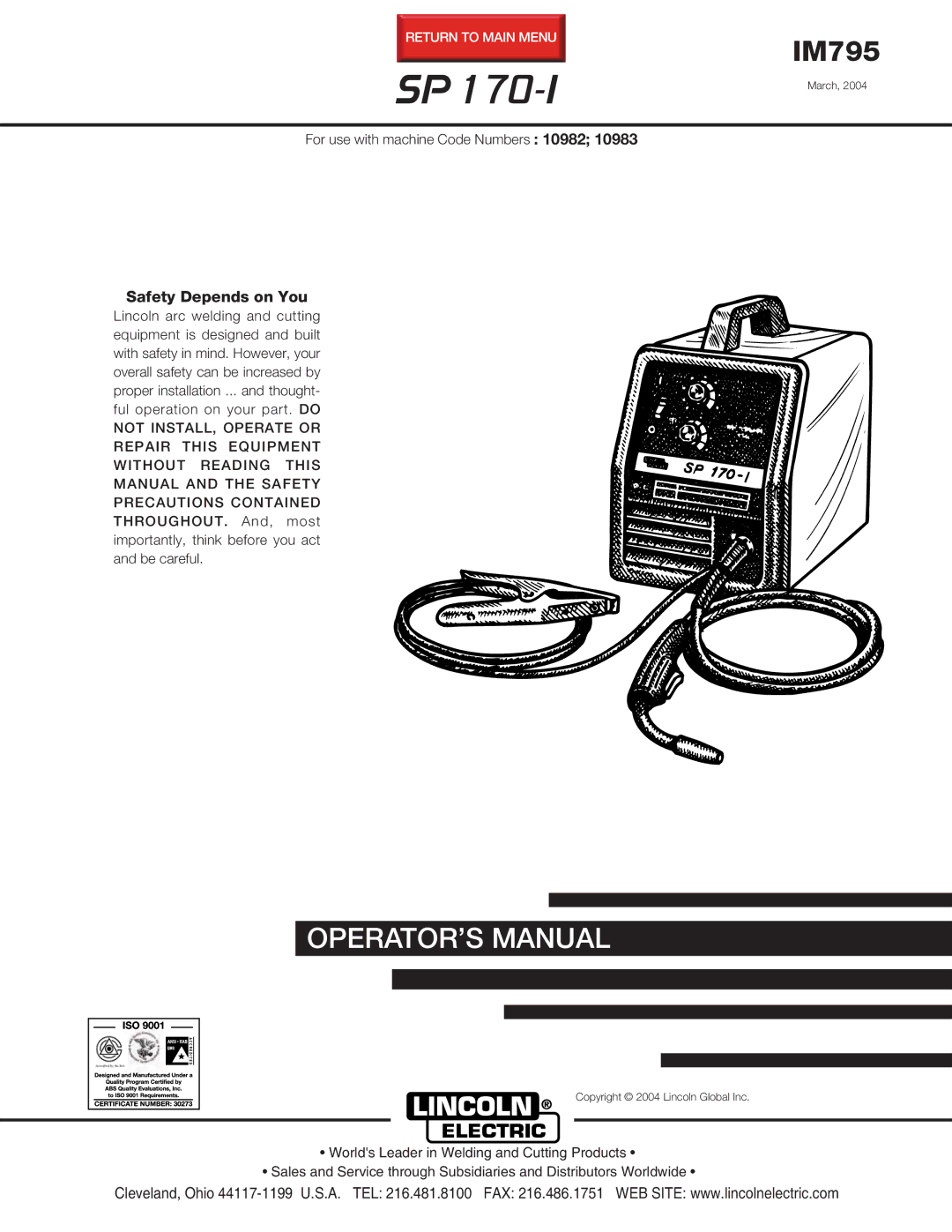 Lincoln Electric IM795 manual 