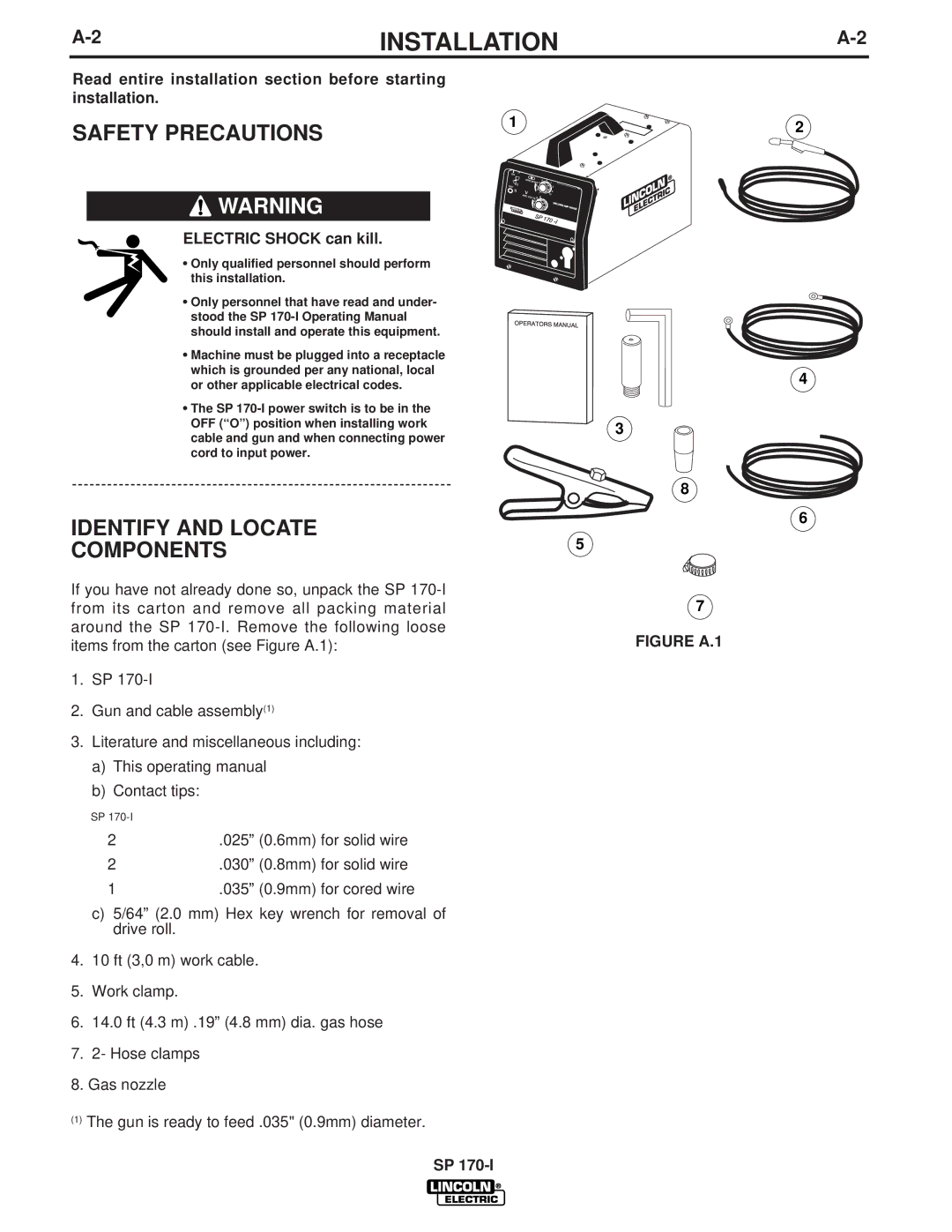 Lincoln Electric IM795 manual Safety Precautions, Identify and Locate Components, Electric Shock can kill 