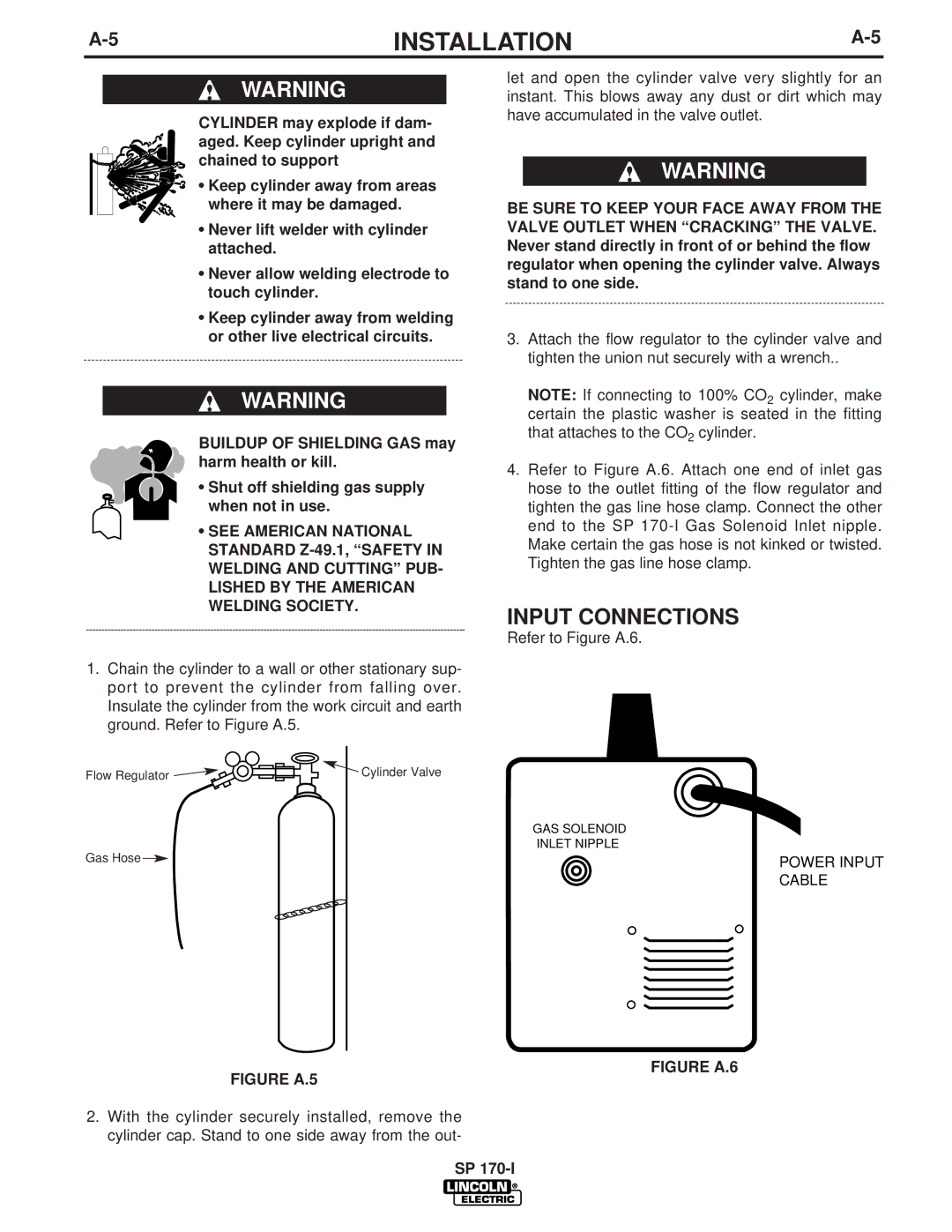 Lincoln Electric IM795 manual Input Connections, Power Input Cable 