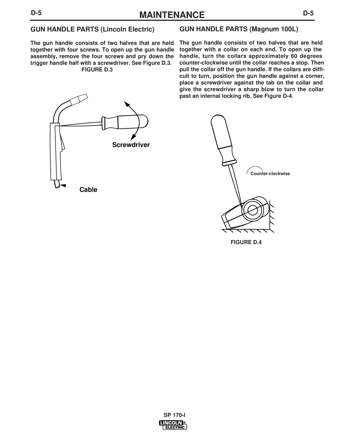 Lincoln Electric IM795 manual GUN Handle Parts Lincoln Electric, GUN Handle Parts Magnum 100L 