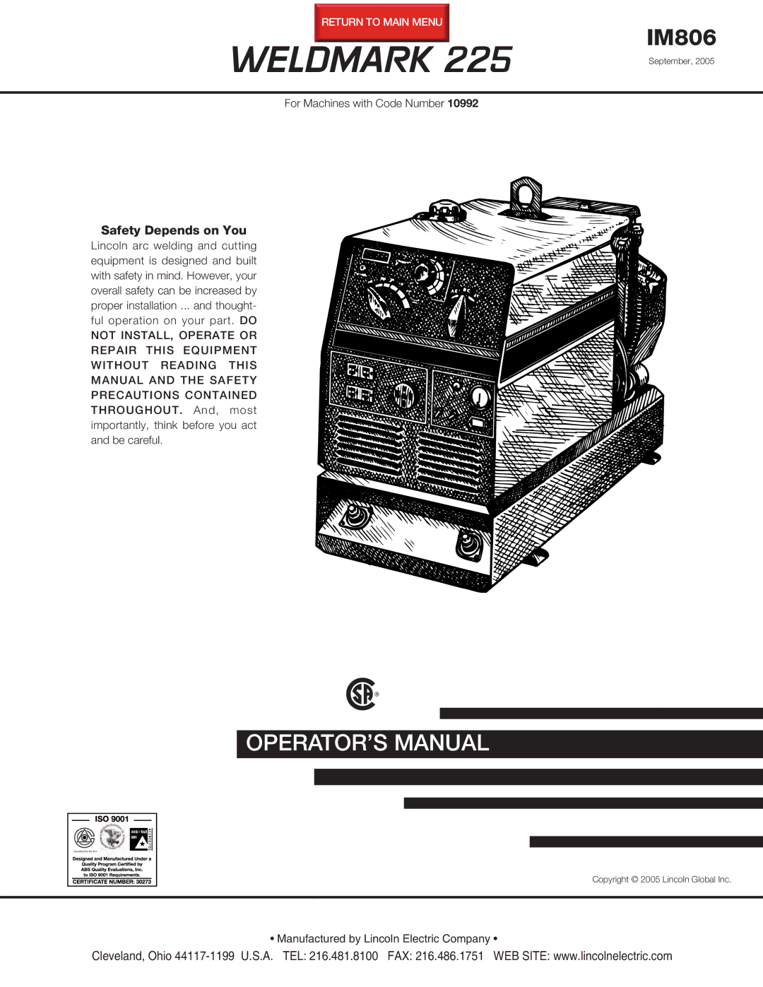 Lincoln Electric IM806 manual Weldmark 