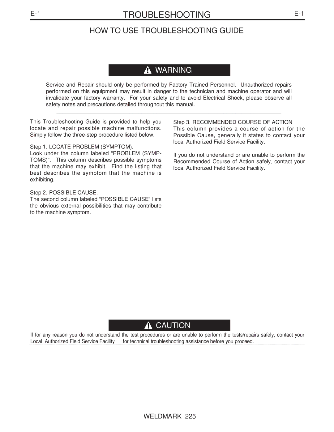 Lincoln Electric IM806 manual HOW to USE Troubleshooting Guide 