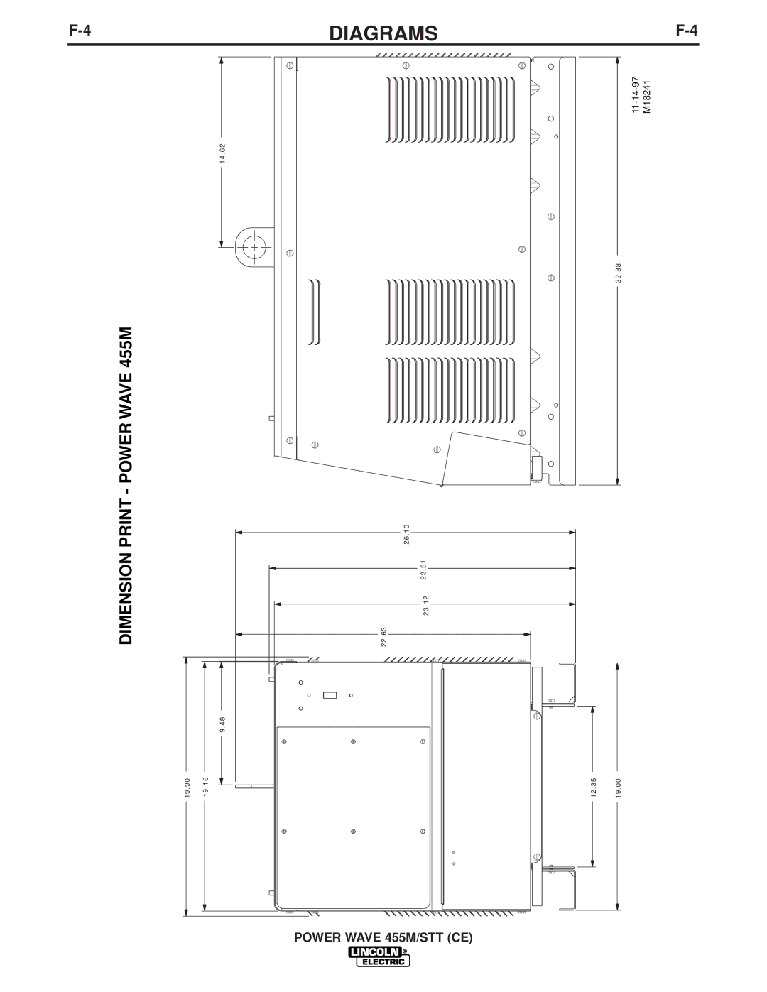 Lincoln Electric IM808-A manual Diagrams, Dimension Print Power Wave 455M 