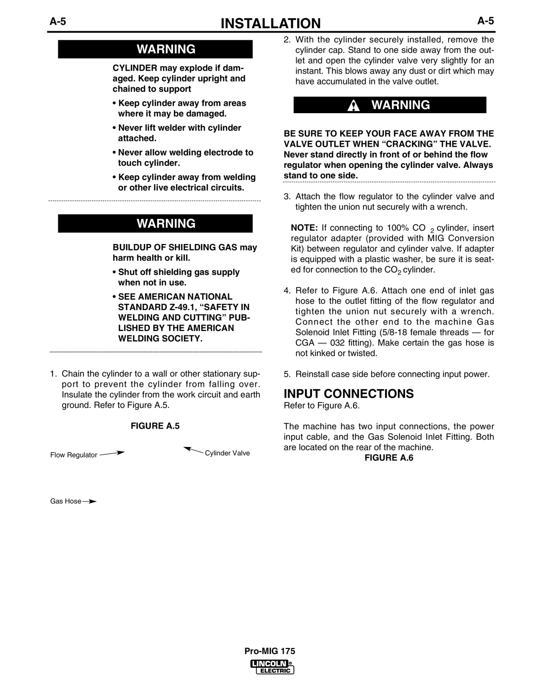 Lincoln Electric IM810 manual Input Connections, Figure A.5 