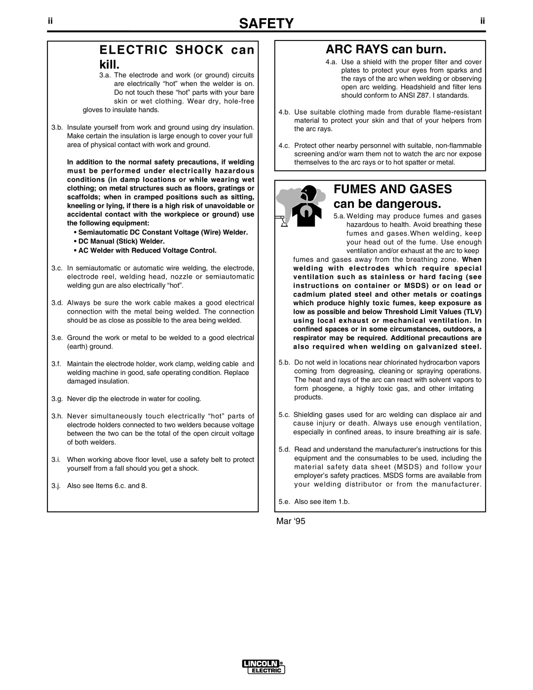 Lincoln Electric IM810 manual Electric Shock can kill 