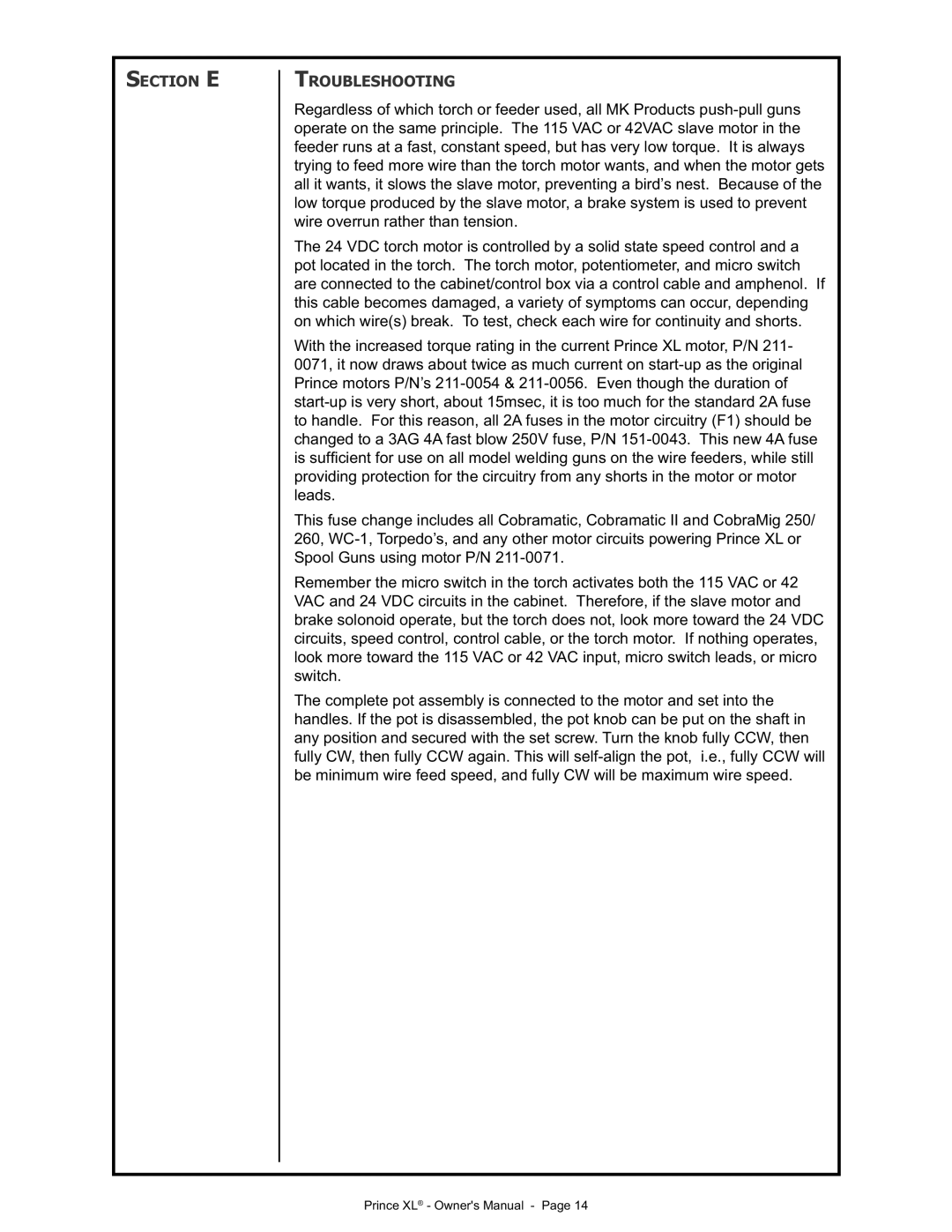 Lincoln Electric IM818 manual Section E Troubleshooting 