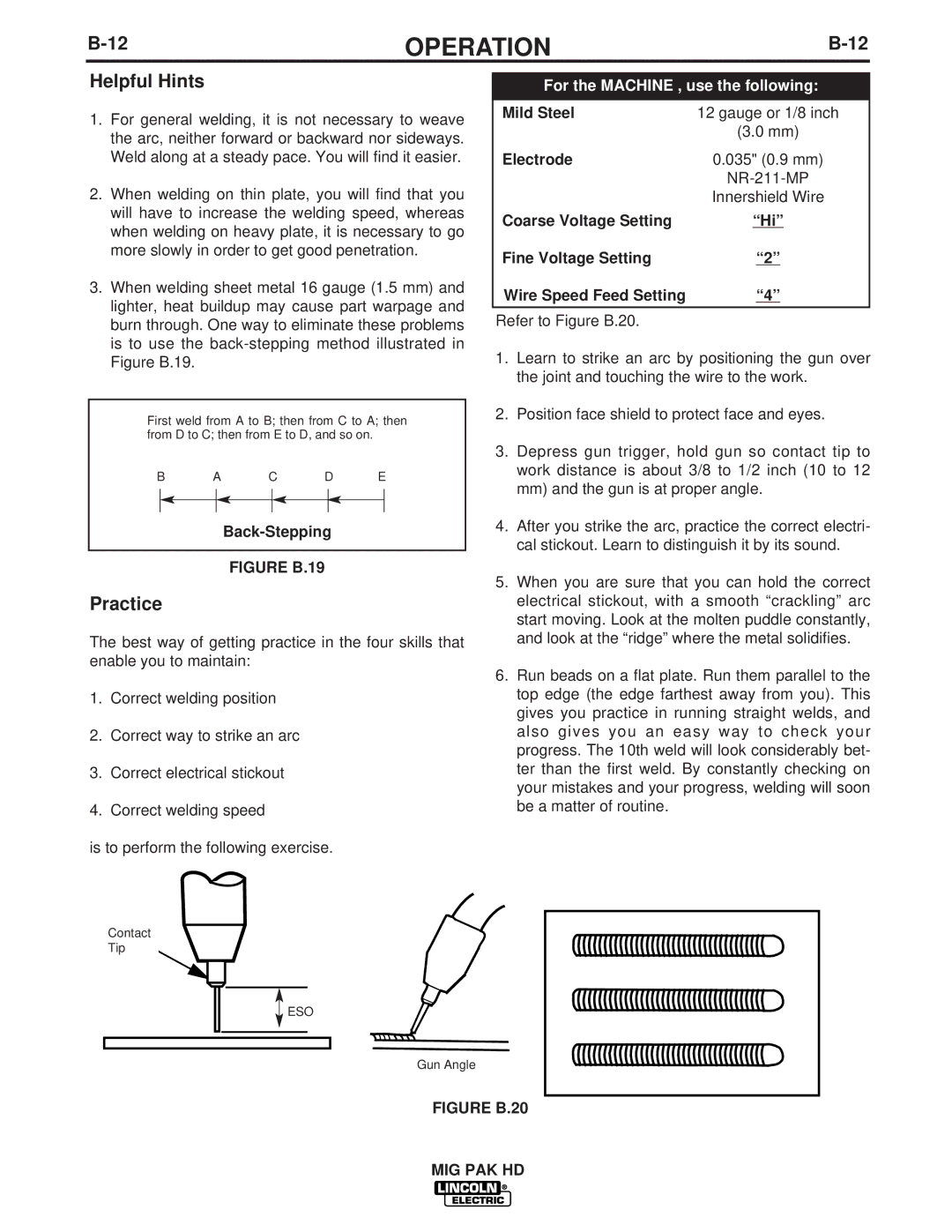 Lincoln Electric IM822 manual Back-Stepping, Mild Steel, Electrode 