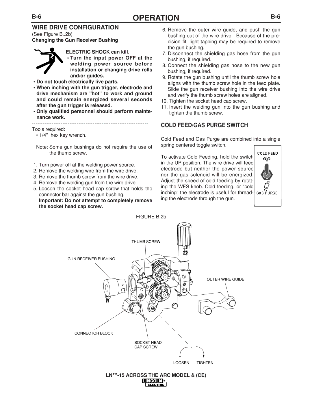 Lincoln Electric IM823-A manual Wire Drive Configuration, Cold FEED/GAS Purge Switch 