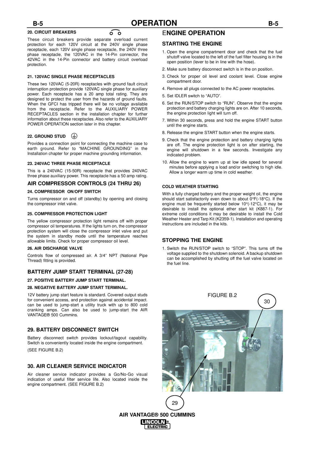 Lincoln Electric IM826-A manual Engine Operation 