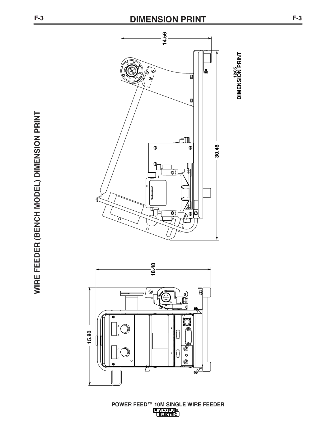 Lincoln Electric IM827-D manual Dimension Print, 14.56 18.48 15.80, 30.46 