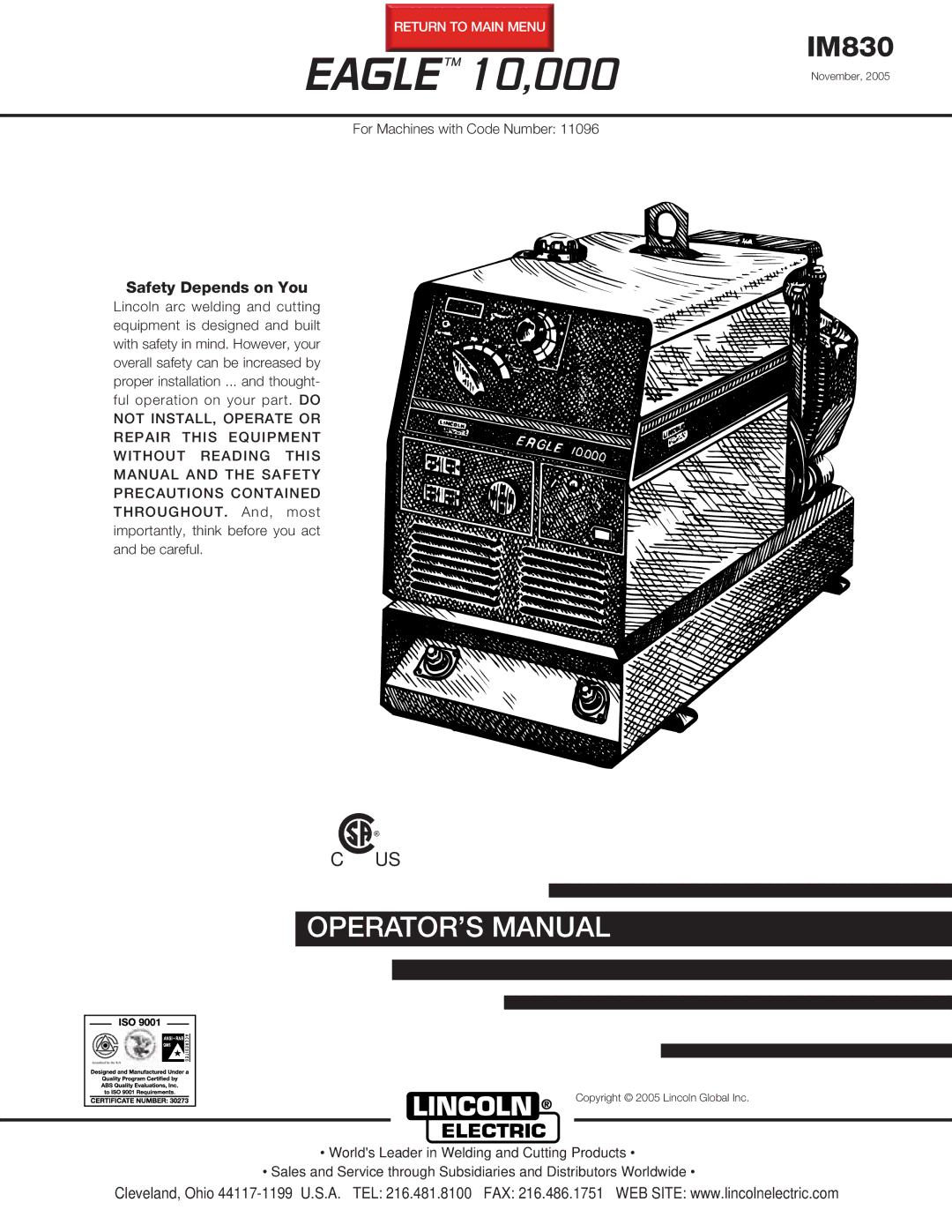 Lincoln Electric IM830 manual 10,000 