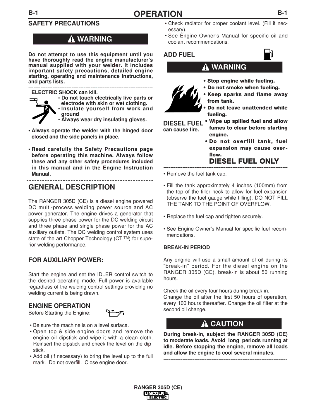 Lincoln Electric IM837-A manual Operation, General Description 