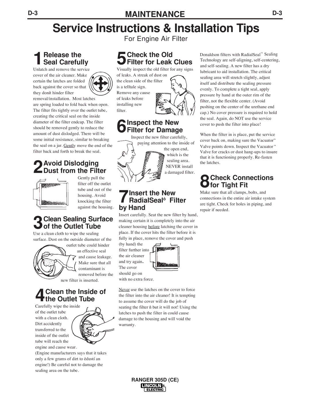 Lincoln Electric IM837-A manual Service Instructions & Installation Tips, 3MAINTENANCED-3 