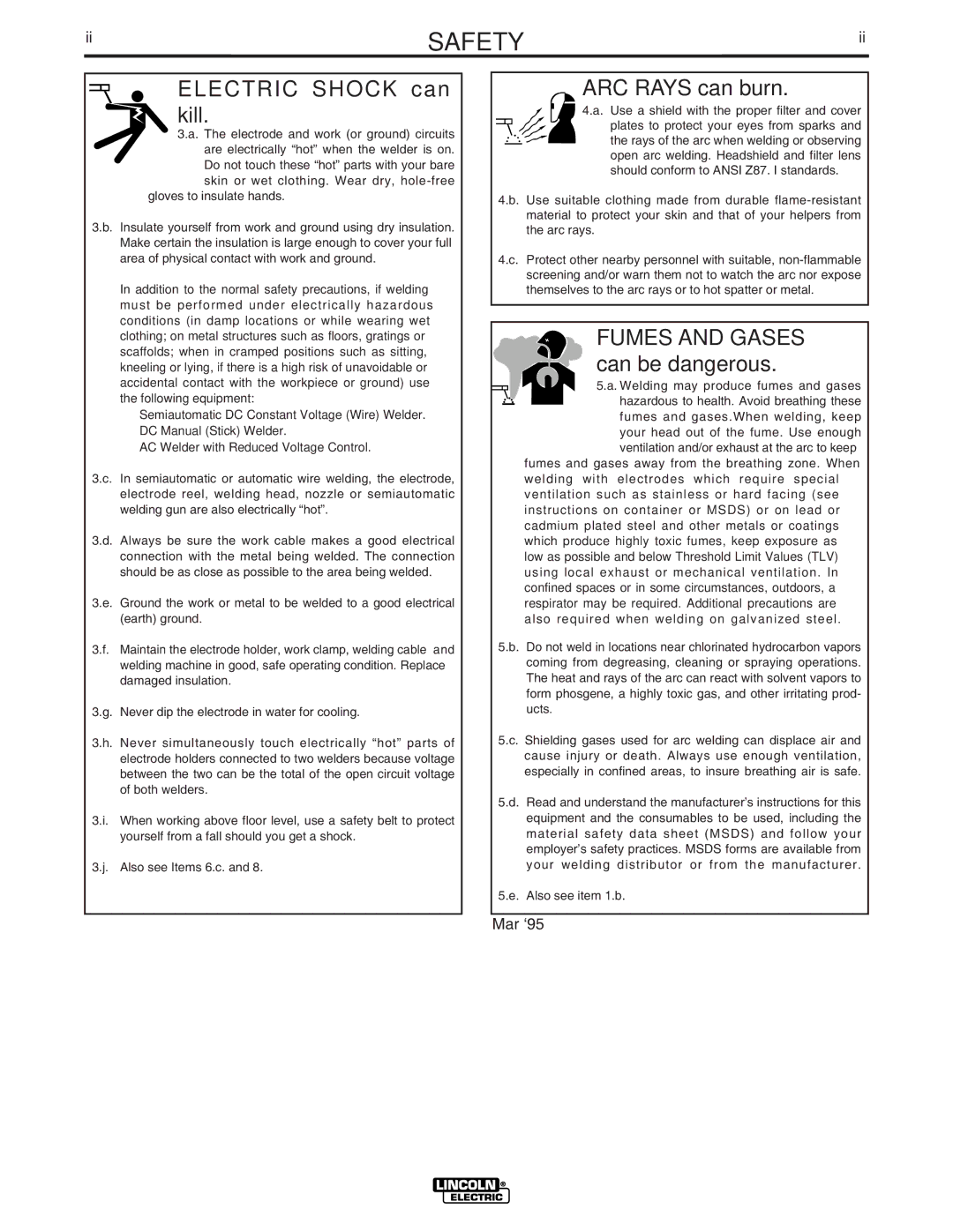 Lincoln Electric IM839 manual Electric Shock can kill 