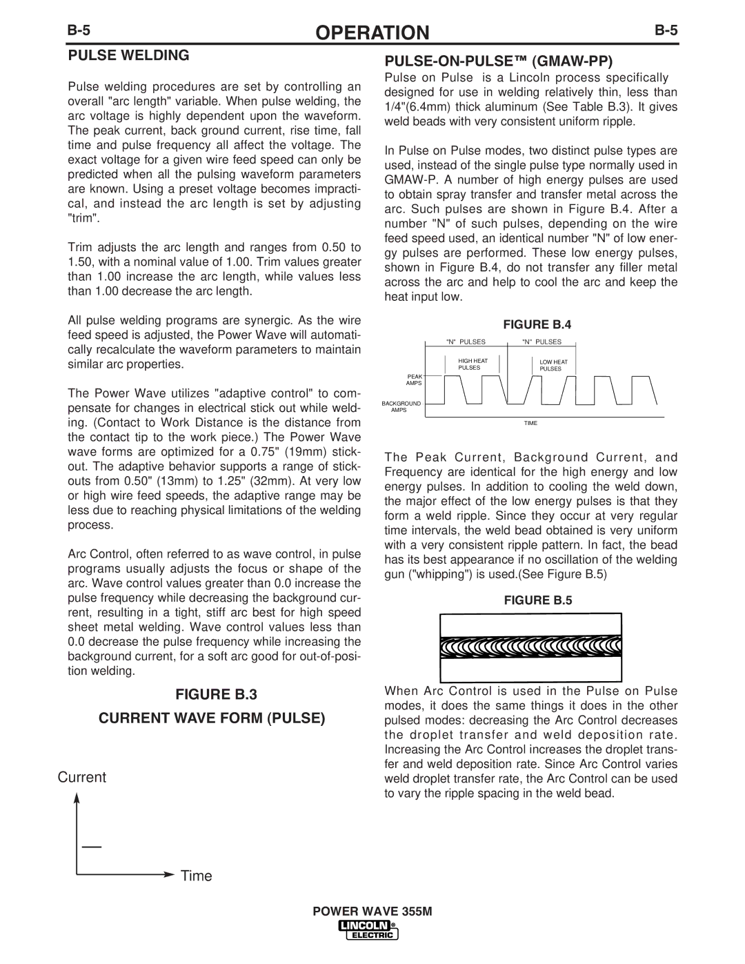 Lincoln Electric IM845-A manual Pulse Welding, Pulse-On-Pulse Gmaw-Pp 