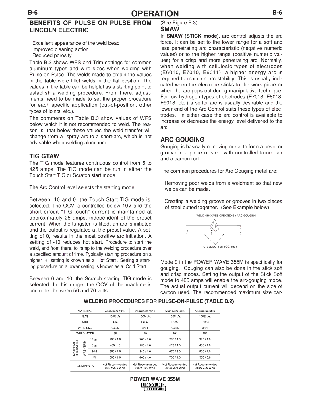 Lincoln Electric IM845-A manual Benefits of Pulse on Pulse from Lincoln Electric, TIG Gtaw, Smaw, ARC Gouging 