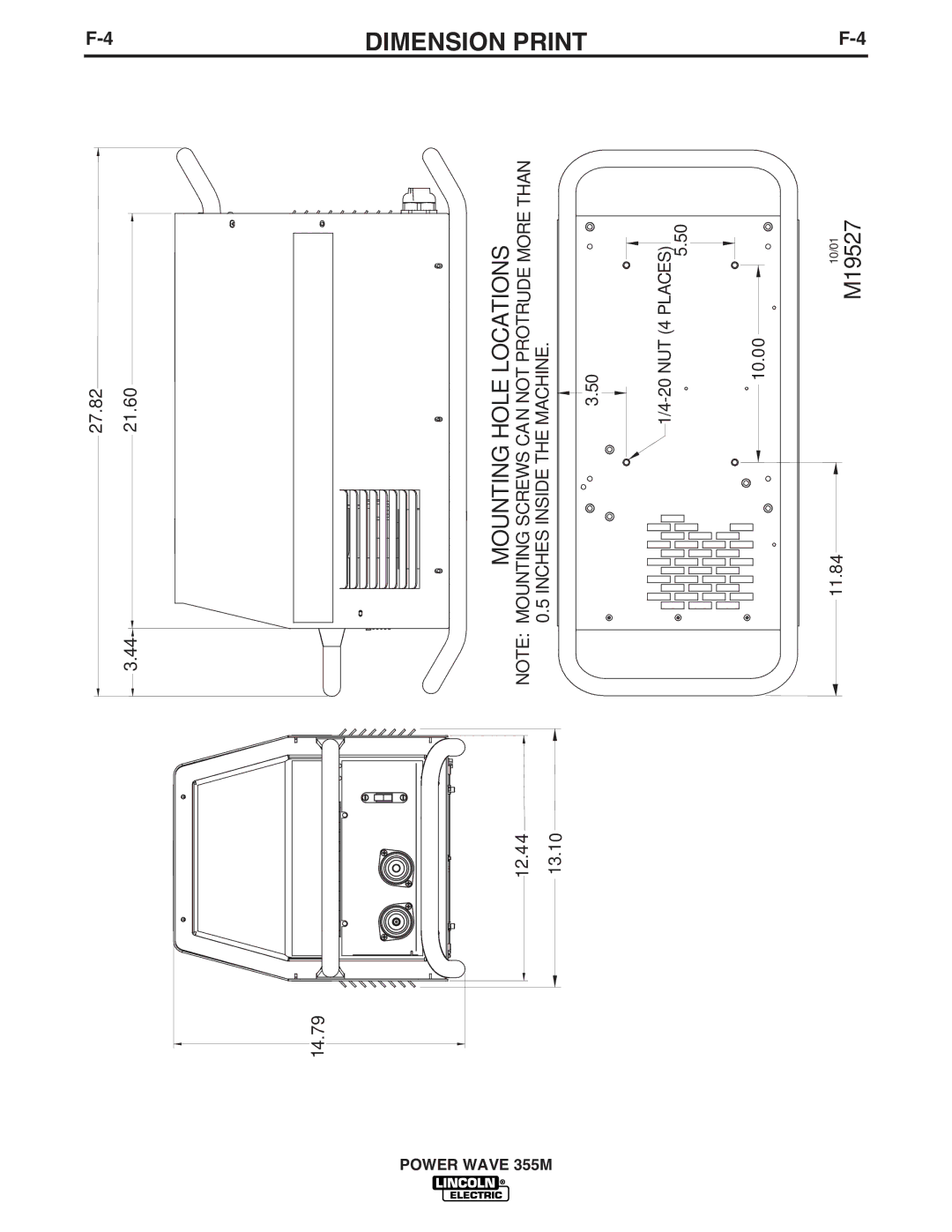 Lincoln Electric IM845-A manual Dimension Print 