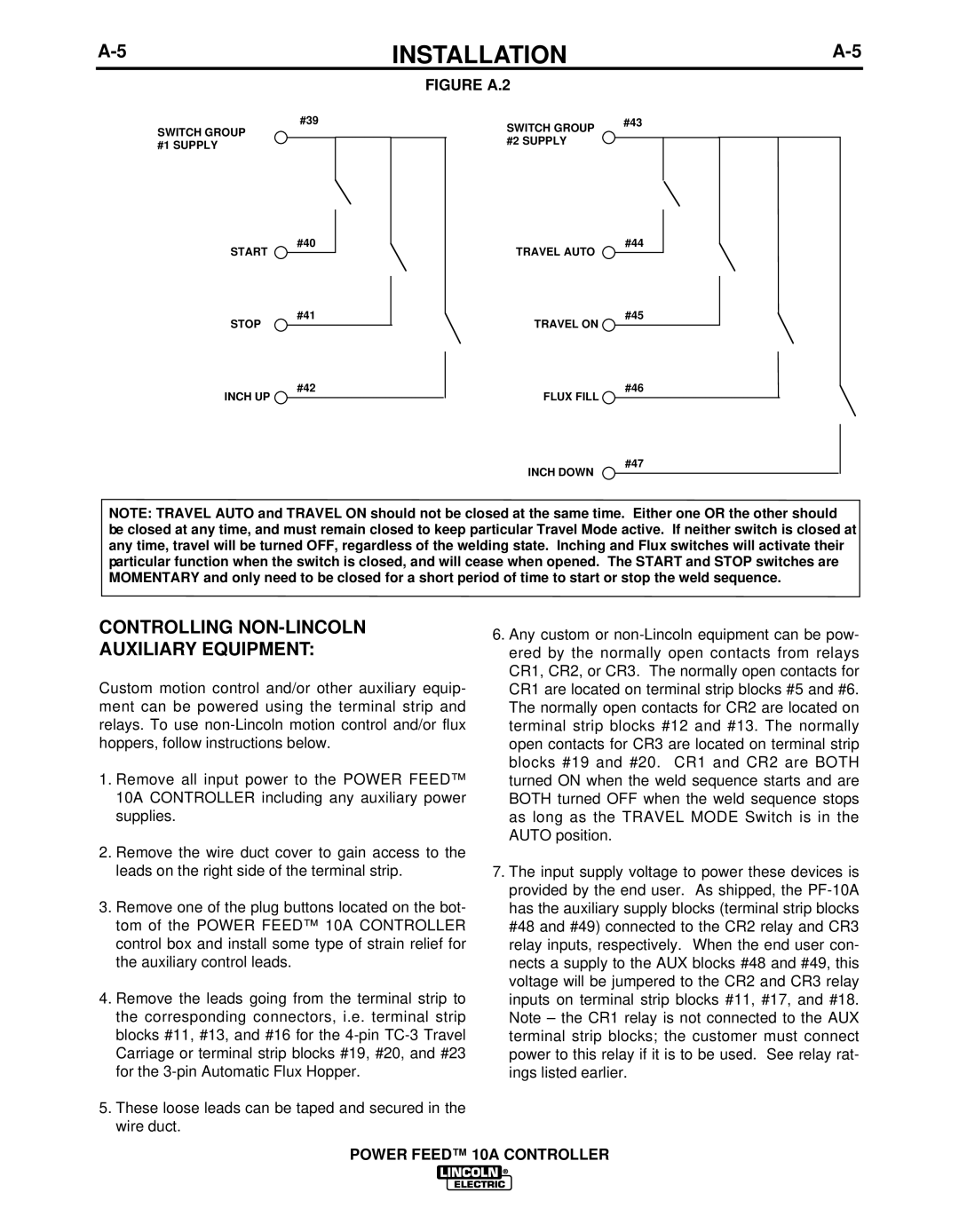 Lincoln Electric IM849 manual Controlling NON-LINCOLN Auxiliary Equipment, Figure A.2 