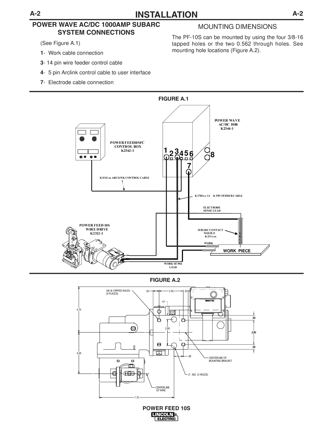 Lincoln Electric IM850-A manual Power Wave AC/DC 1000AMP Subarc System Connections, Mounting Dimensions 