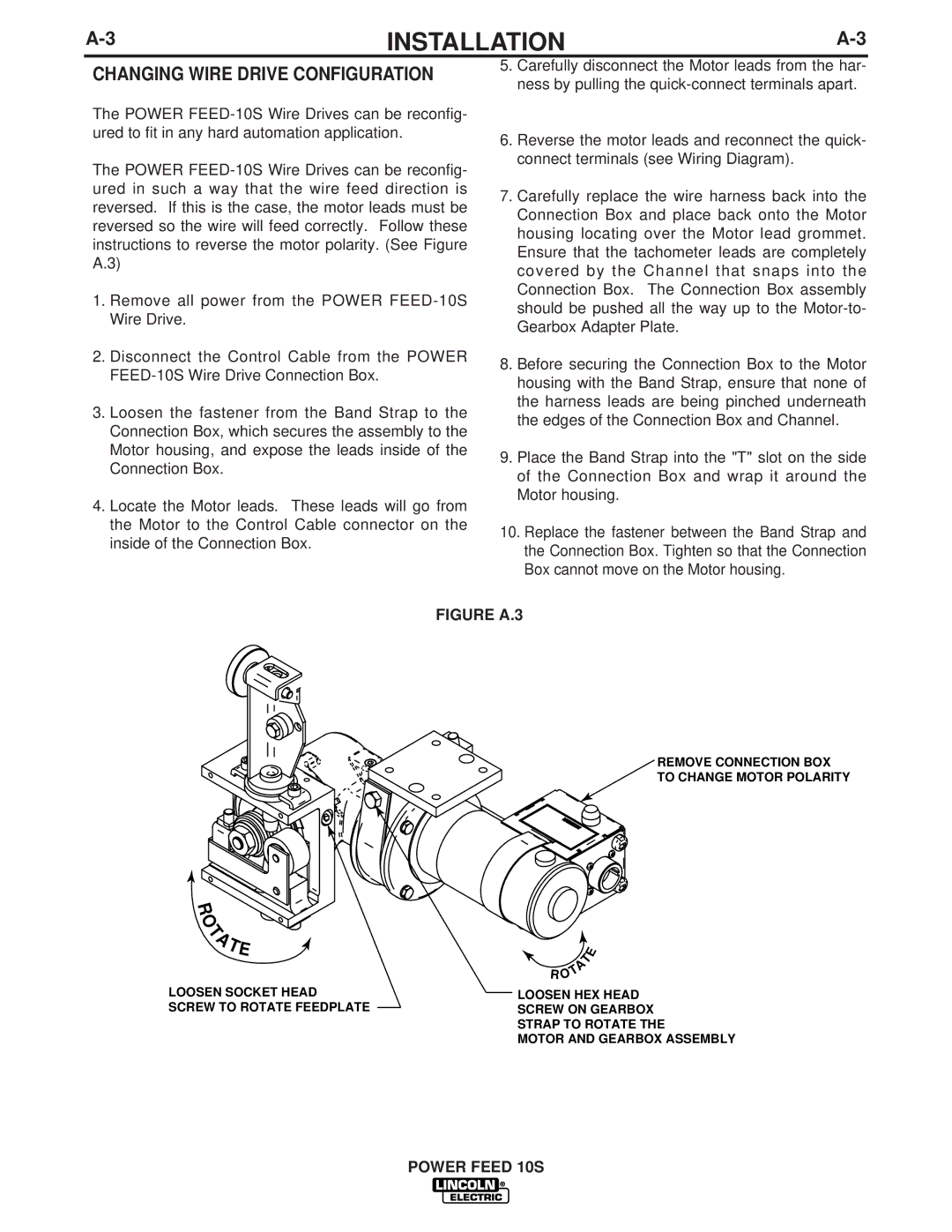 Lincoln Electric IM850-A manual Ate, Changing Wire Drive Configuration 