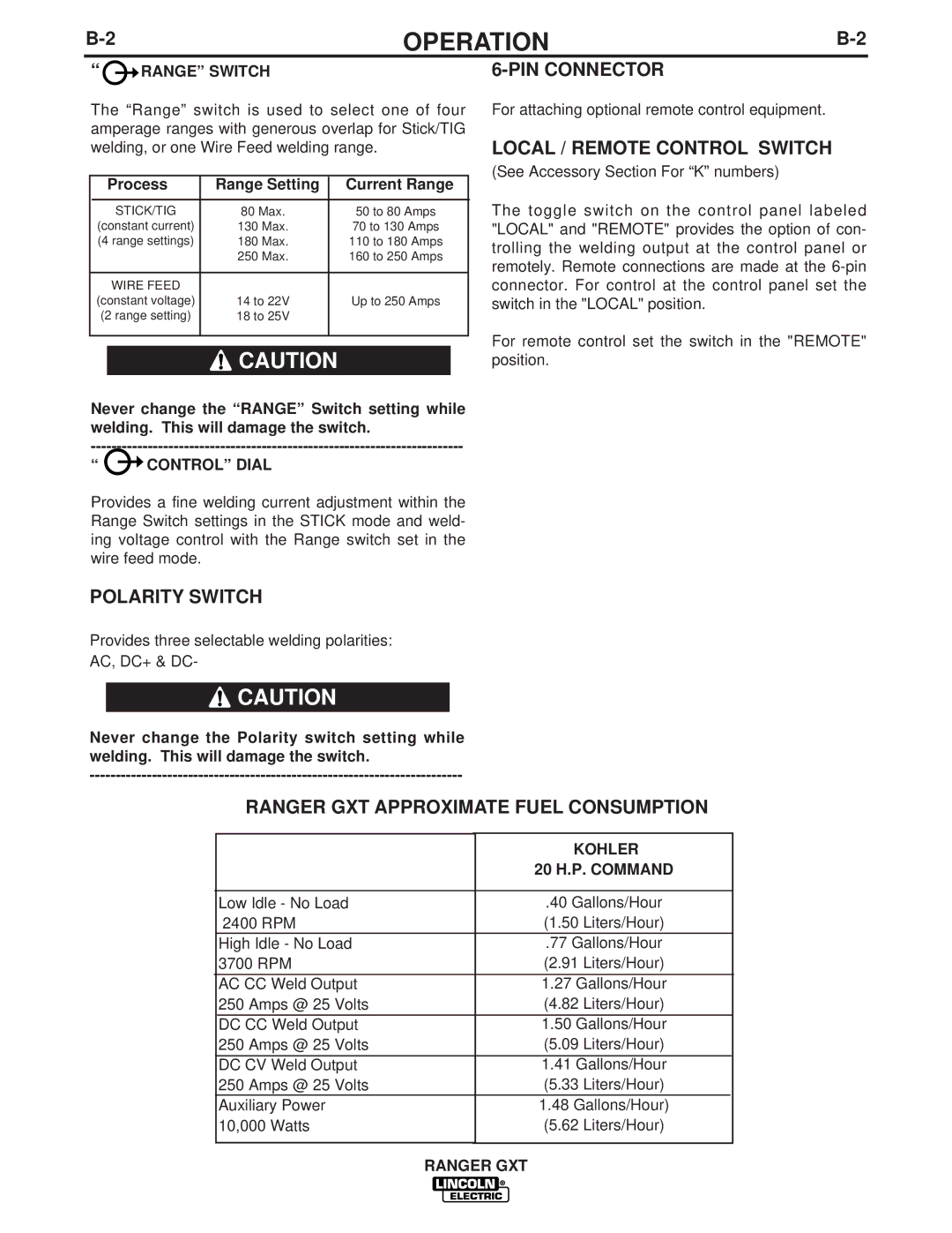 Lincoln Electric IM856 manual Polarity Switch PIN Connector, Local / Remote Control Switch 