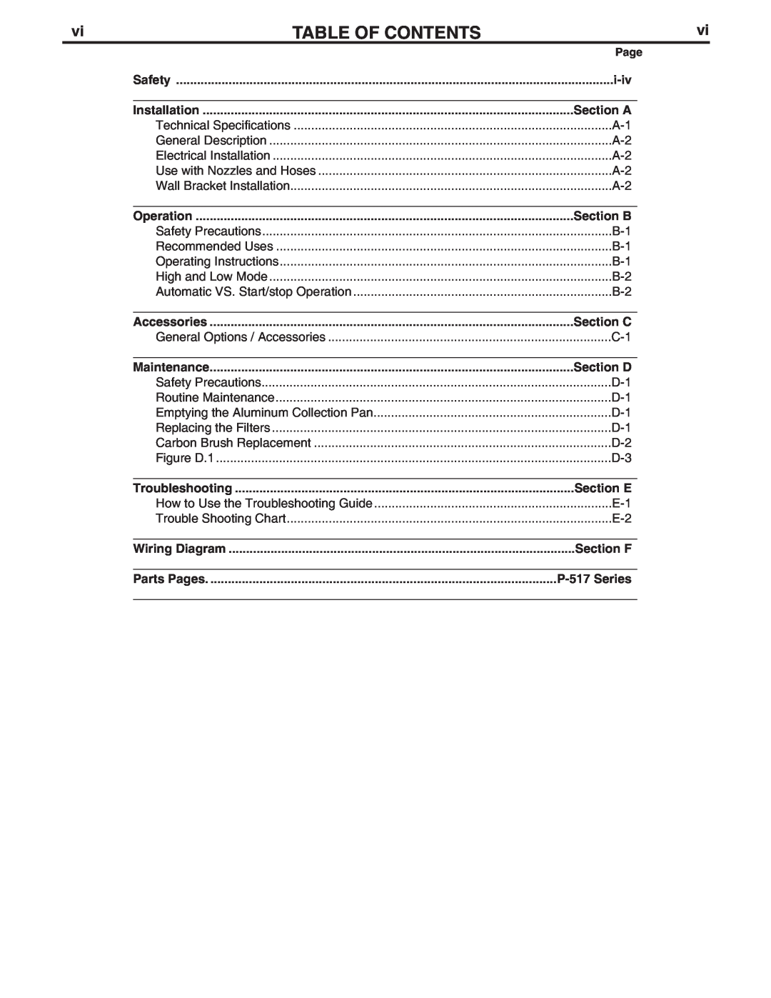 Lincoln Electric IM857 manual Table Of Contents 