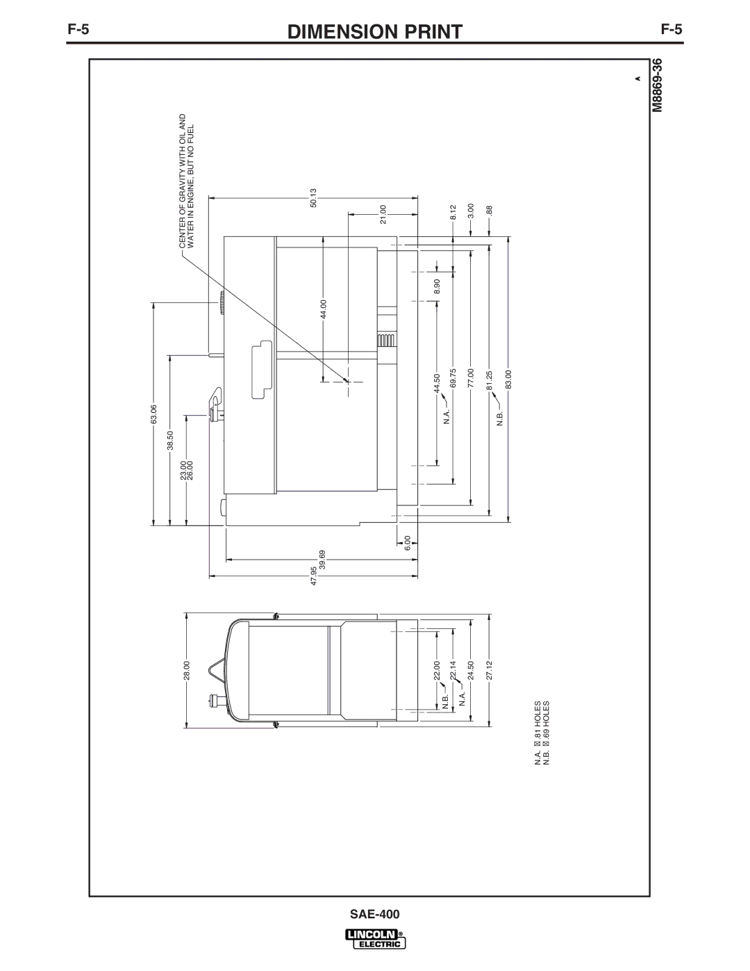 Lincoln Electric IM869-D manual Dimension Print, M8869-36 