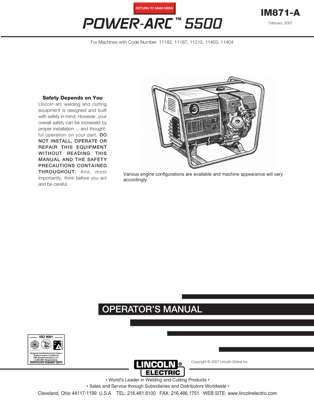 Lincoln Electric IM871-A manual Power-Arc 