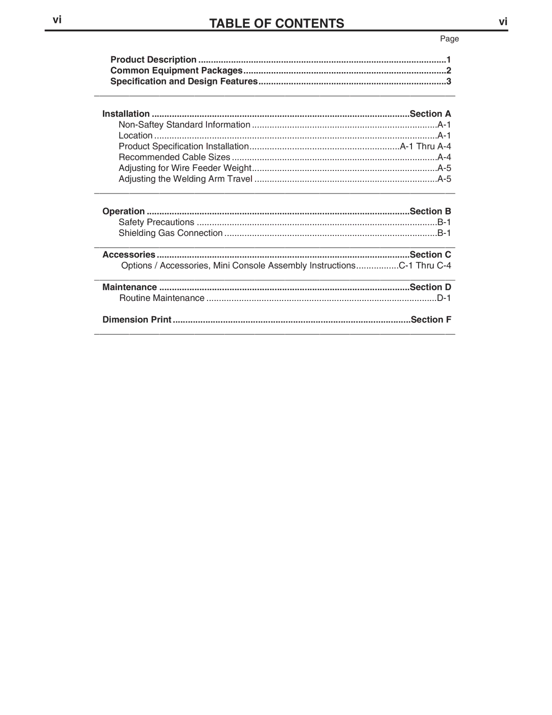 Lincoln Electric IM886 manual Table of Contents 