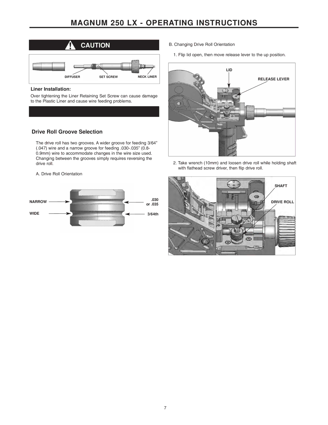 Lincoln Electric IM887 manual Drive Roll Groove Selection 