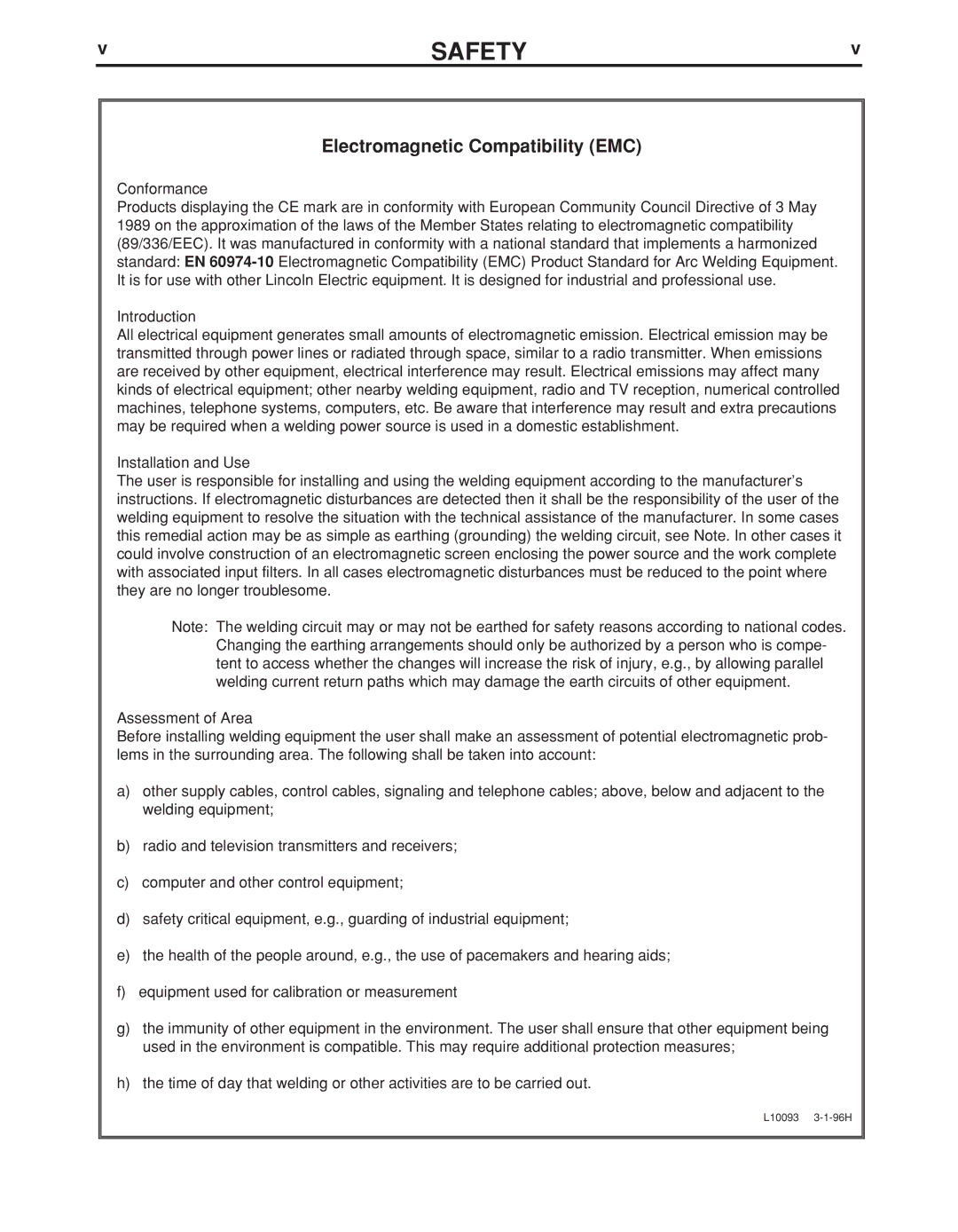 Lincoln Electric IM889-A manual Electromagnetic Compatibility EMC 