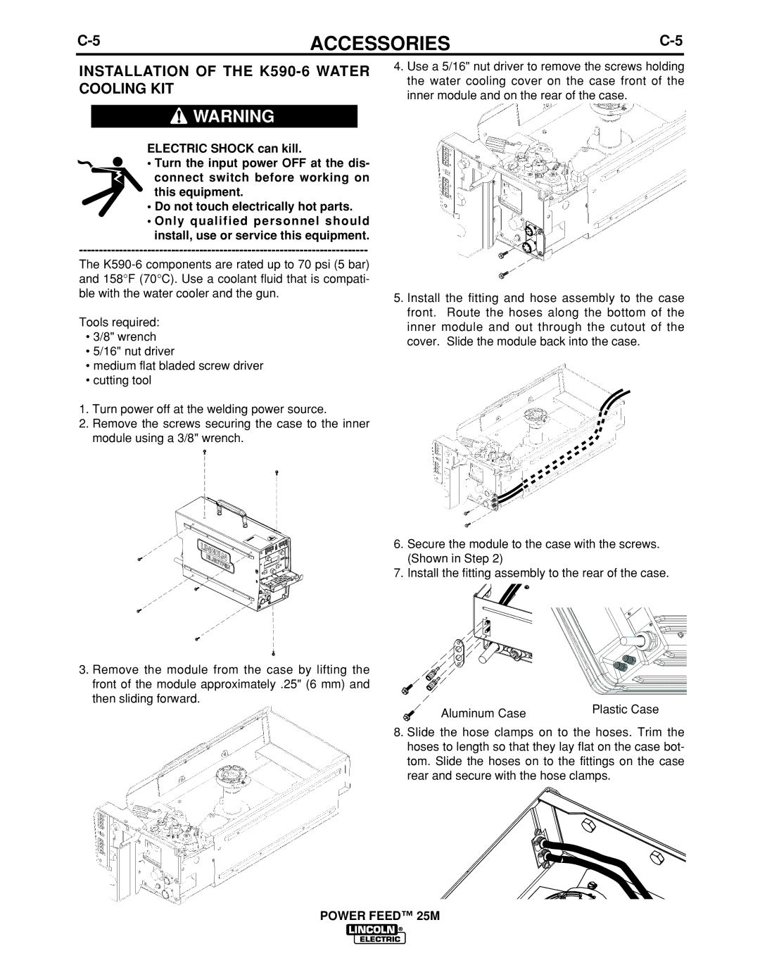 Lincoln Electric IM892-C manual Installation of the K590-6 Water Cooling KIT 