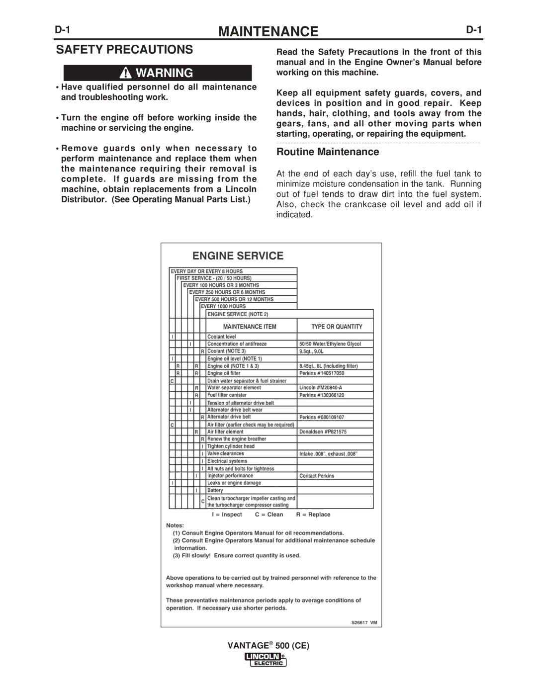 Lincoln Electric IM894-B manual Routine Maintenance 