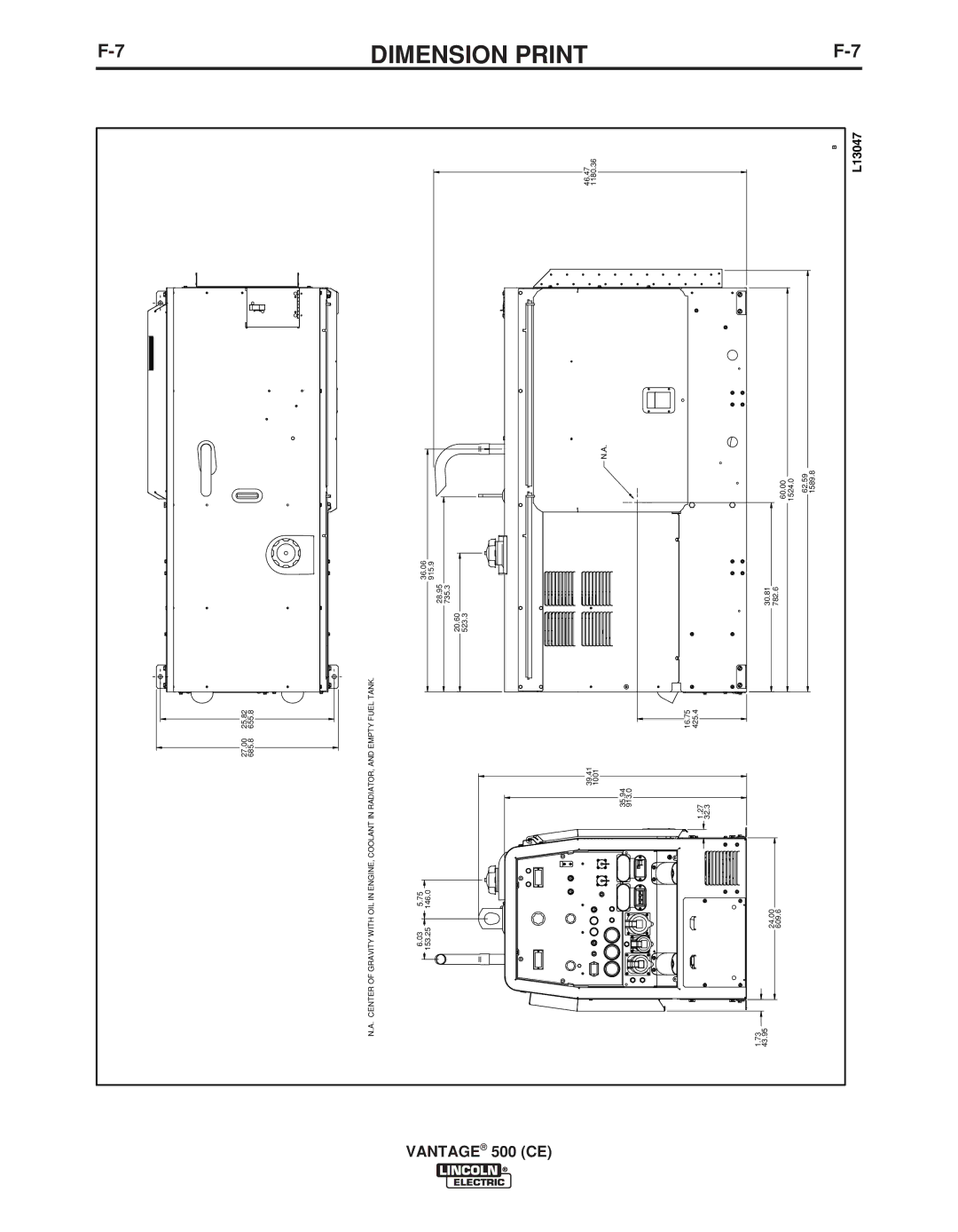 Lincoln Electric IM894-B manual Dimension Print 