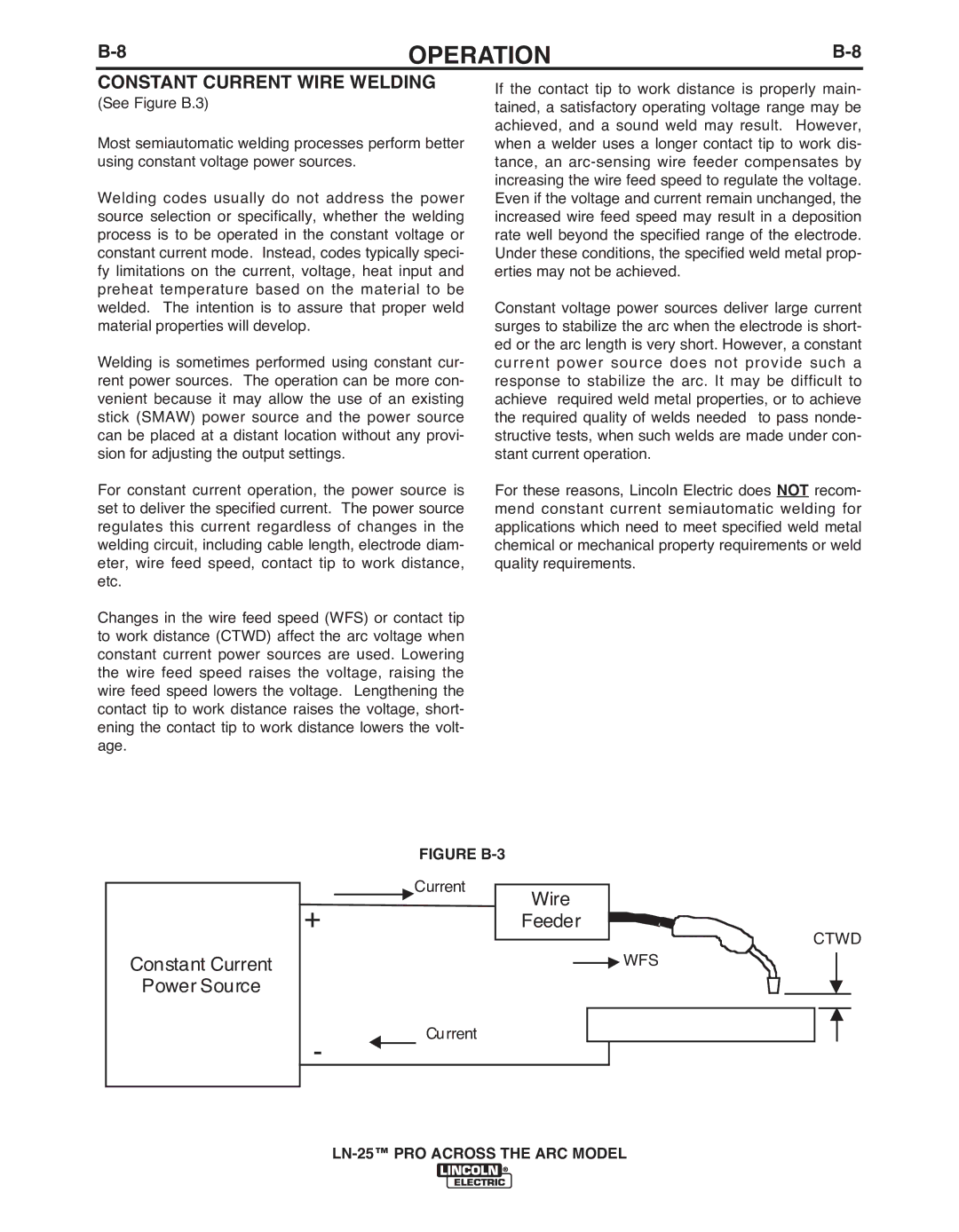 Lincoln Electric IM901-A manual Constant Current Wire Welding, Figure b-3 